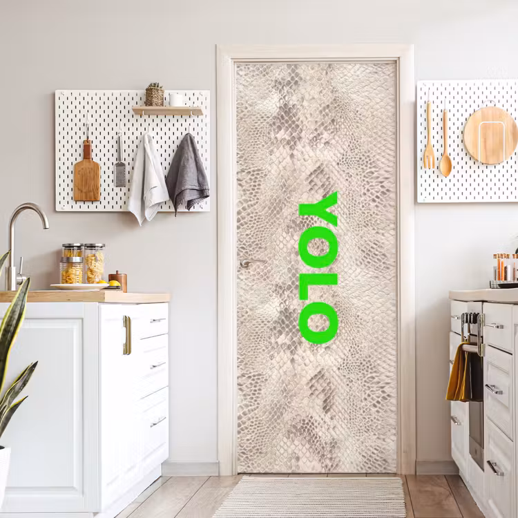 YOLO - Groen - Neon - Slangenprnt deurposter klein -sfeer5
