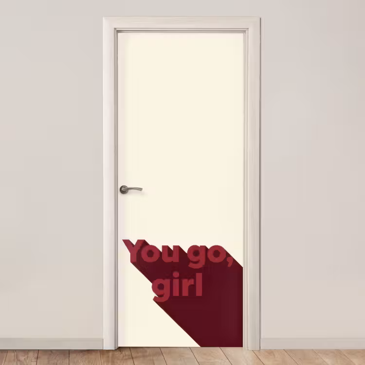 you go girl - 3D - Rood deurposter klein -3d_beige