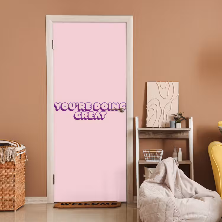 You're doing great - roze - 3D deurposter klein -sfeer1