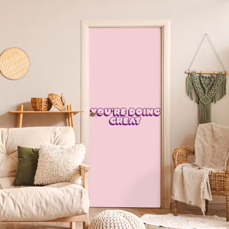 You're doing great - roze - 3D deurposter klein -sfeer2