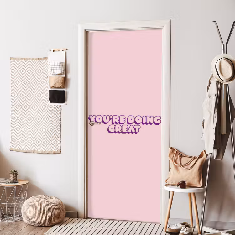 You're doing great - roze - 3D deurposter klein -sfeer6