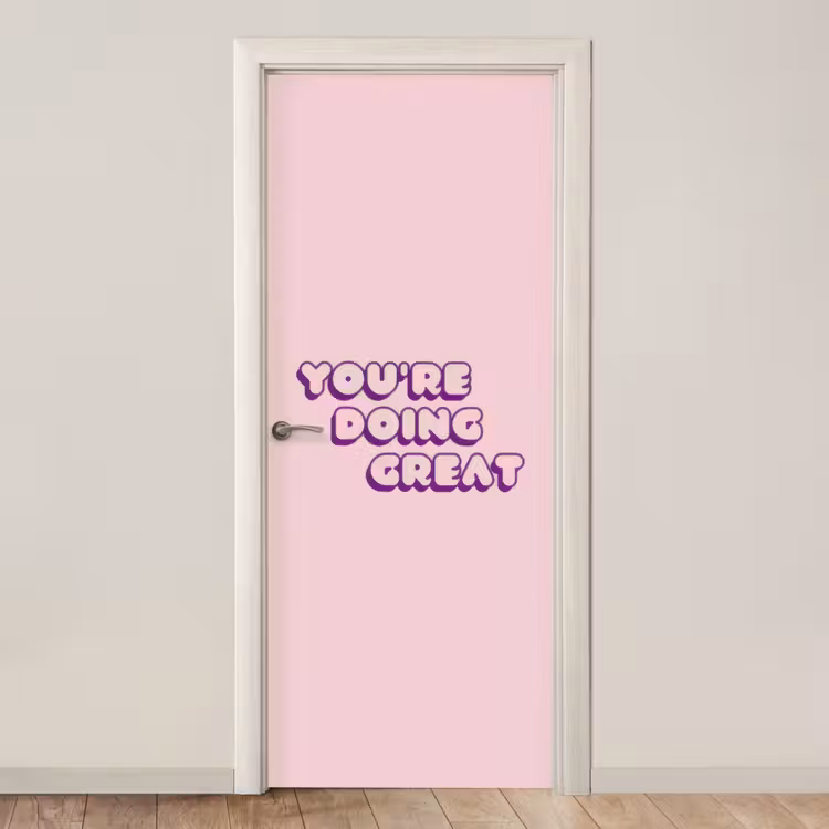 You're doing great - Roze - Bubble letters deurposter klein -3d_beige