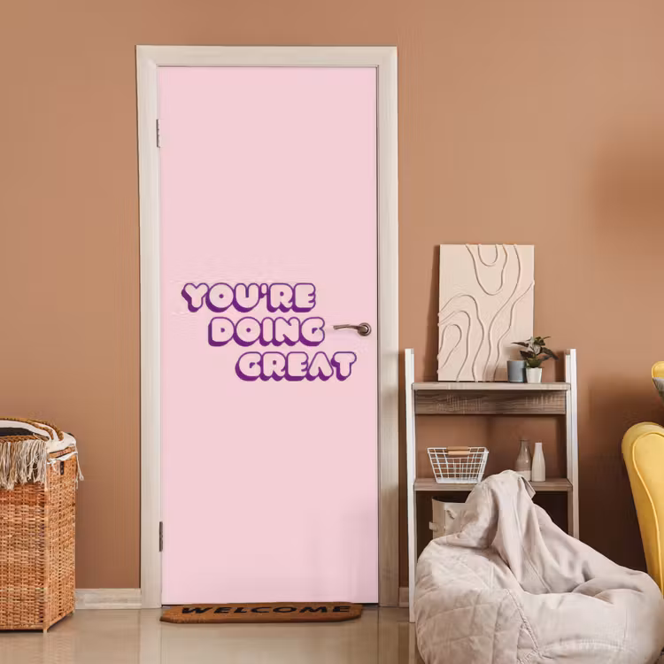 You're doing great - Roze - Bubble letters deurposter klein -sfeer1