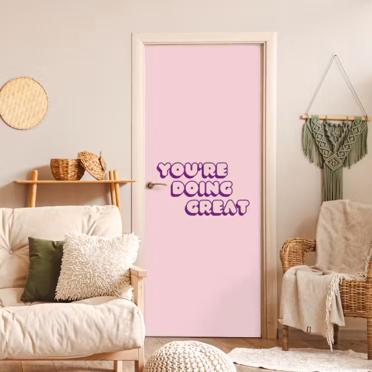 You're doing great - Roze - Bubble letters deurposter klein -sfeer2
