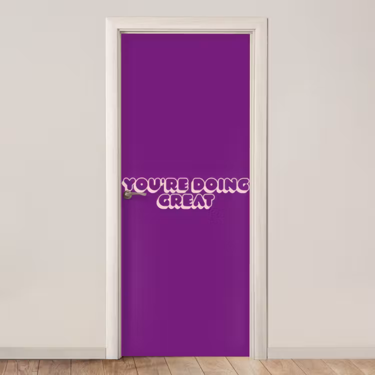 You're doing great - Paars - Bubble letters deurposter klein -3d_beige