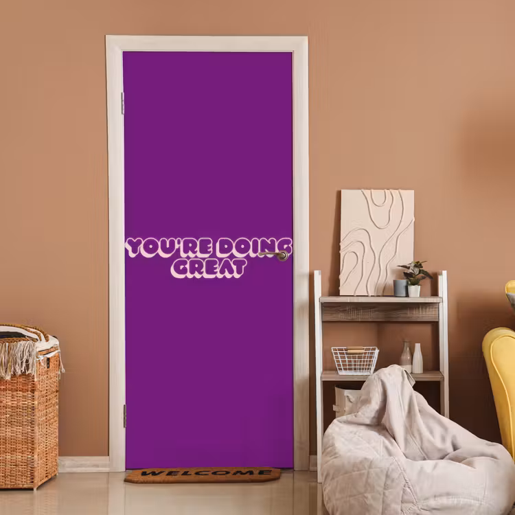 You're doing great - Paars - Bubble letters deurposter klein -sfeer1