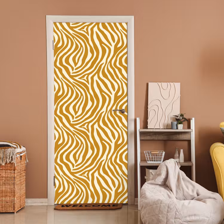 Zebra - Klassiek - Oker - Geel deurposter klein 289 -sfeer1