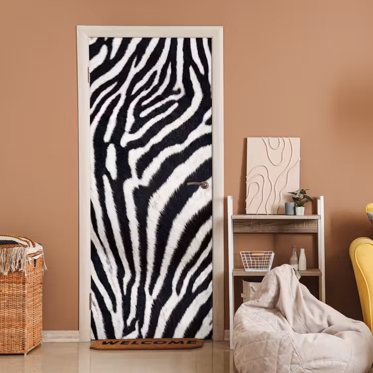 Zebra - Vacht - Klassiek - Zwart - Wit deurposter klein -sfeer1
