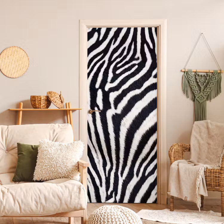 Zebra - Vacht - Klassiek - Zwart - Wit deurposter klein -sfeer2