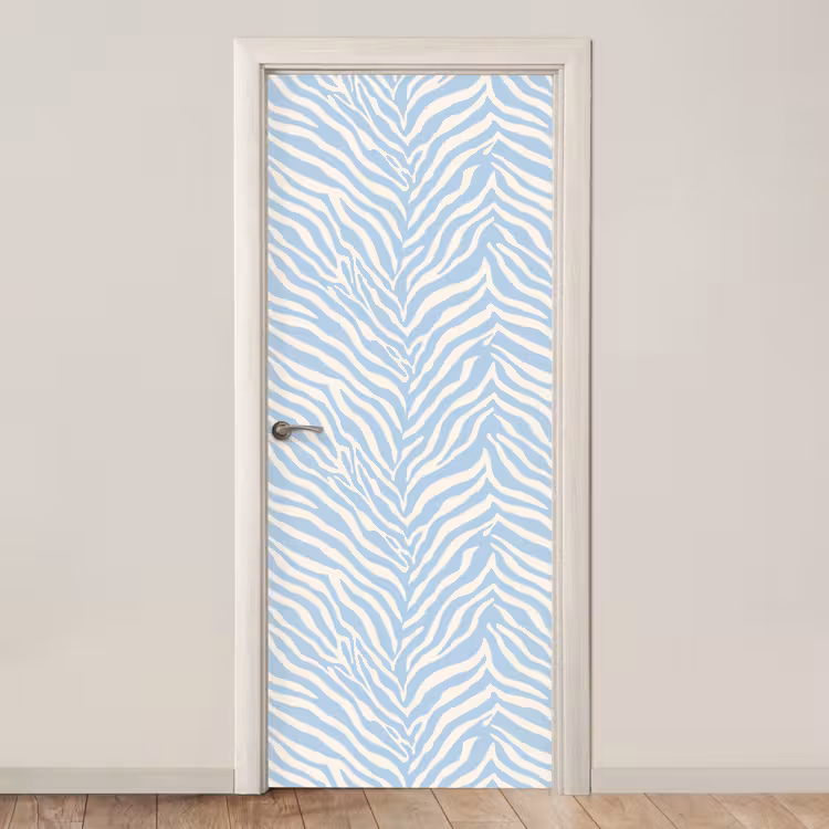 Zebra - Motief - Blauw - Wit deurposter klein 289 -3d_beige