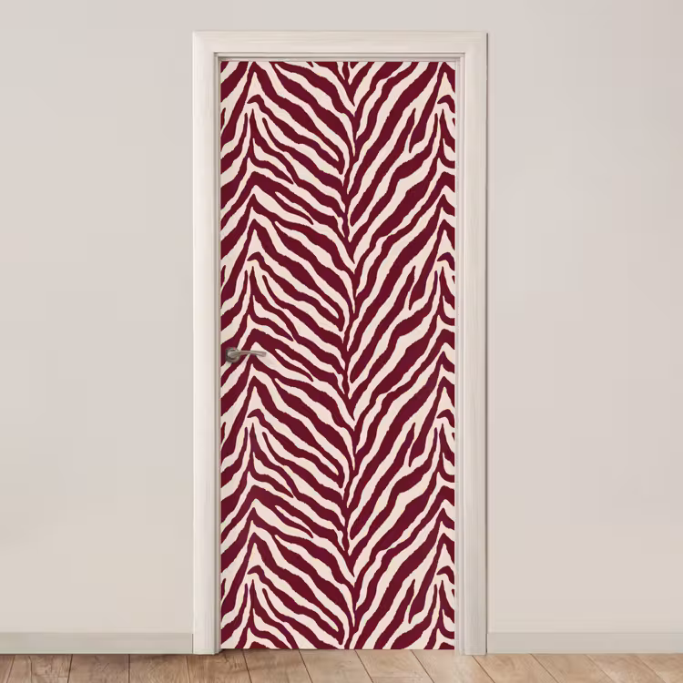Zebra - Motief - Bordeaux - Rood deurposter klein 289 -3d_beige