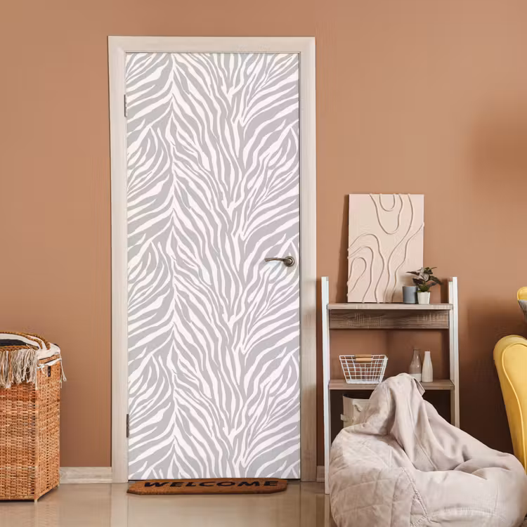 Zebra - Motief - Grijs deurposter klein 289 -sfeer1