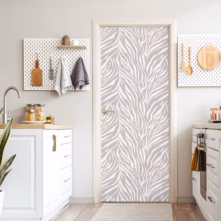 Zebra - Motief - Grijs deurposter klein 289 -sfeer5
