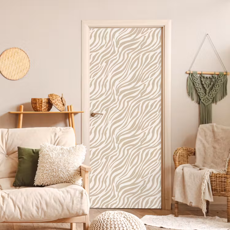 Zebra - Patroon - Beige deurposter klein 289 -sfeer2
