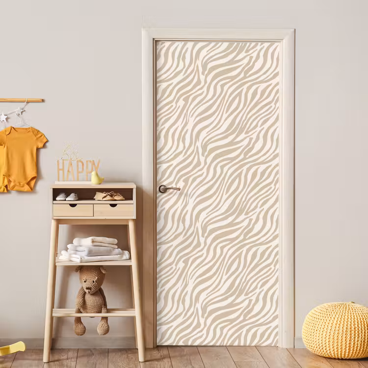 Zebra - Patroon - Beige deurposter klein 289 -sfeer4