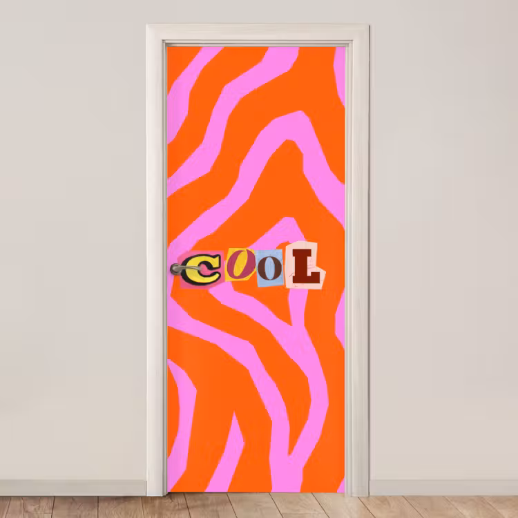Zebraprint - Grafisch - COOL - Oranje deurposter klein -3d_beige