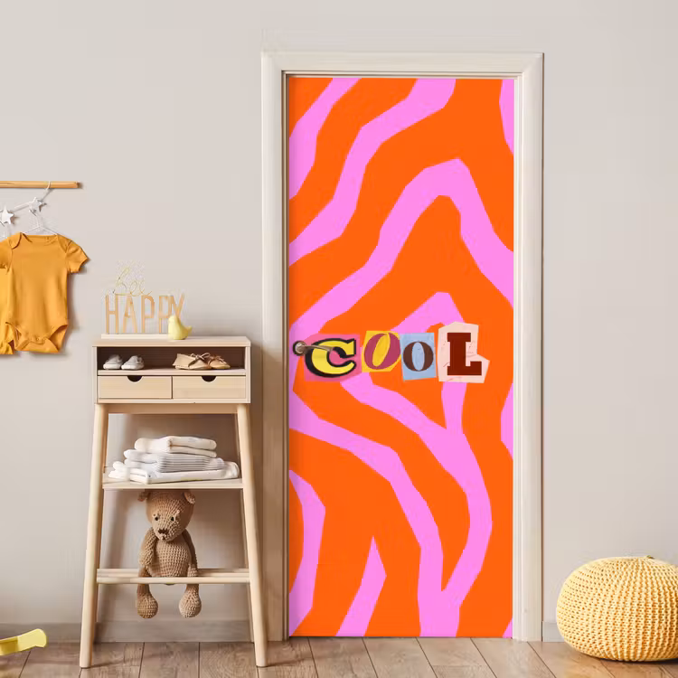 Zebraprint - Grafisch - COOL - Oranje deurposter klein -sfeer4