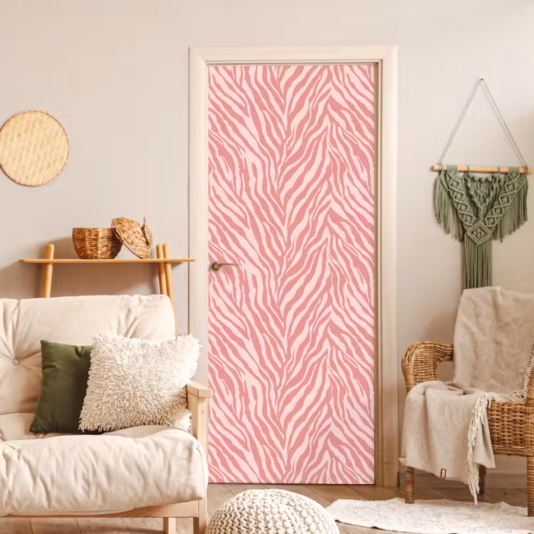 Zebra - Print - Roze deurposter klein 289 -sfeer2