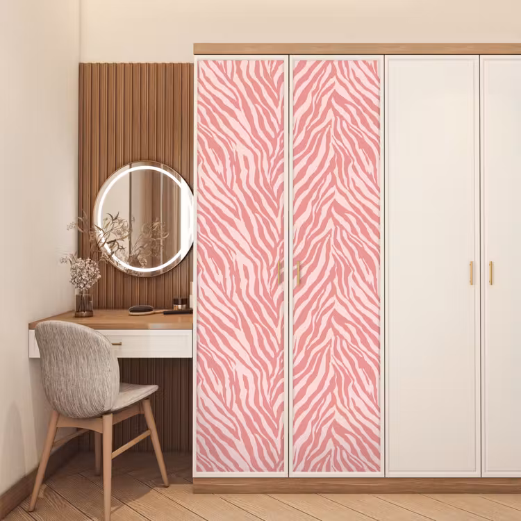 Zebra - Print - Roze deurposter klein 289 -sfeer3