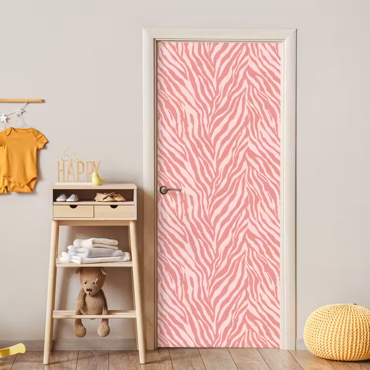 Zebra - Print - Roze deurposter klein 289 -sfeer4