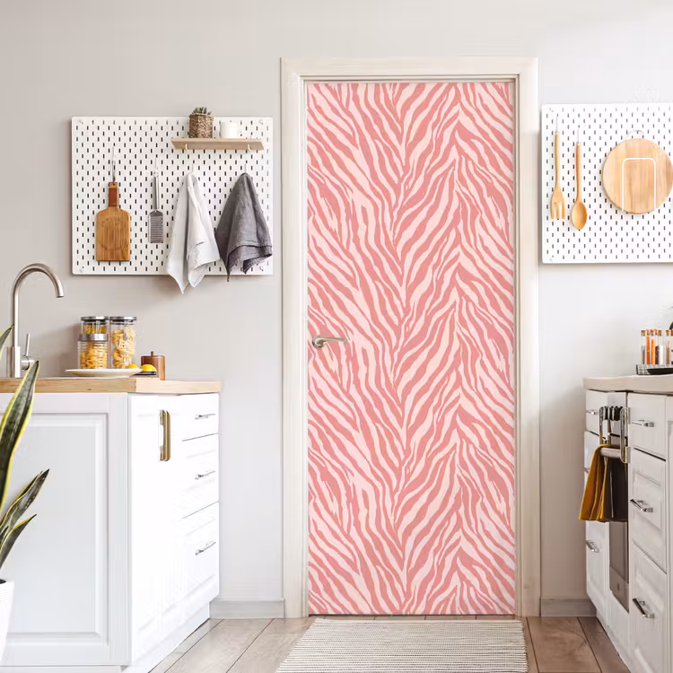 Zebra - Print - Roze deurposter klein 289 -sfeer5