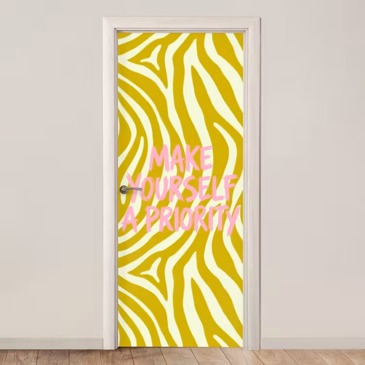 Zebraprint - Priority - Roze deurposter klein -3d_beige