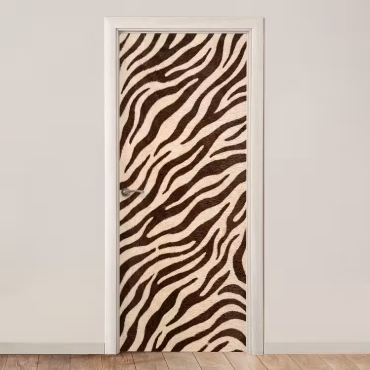 Zebra - Strepen - Bruin deurposter klein -3d_beige