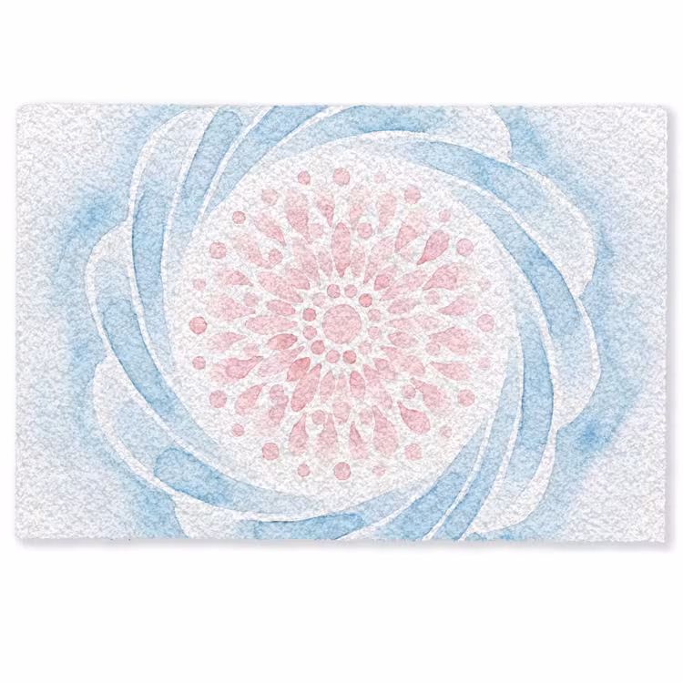 Abstract - Bloemvorm - Aquarel - Roze - Blauw Deurmat klein -zkaufland3d