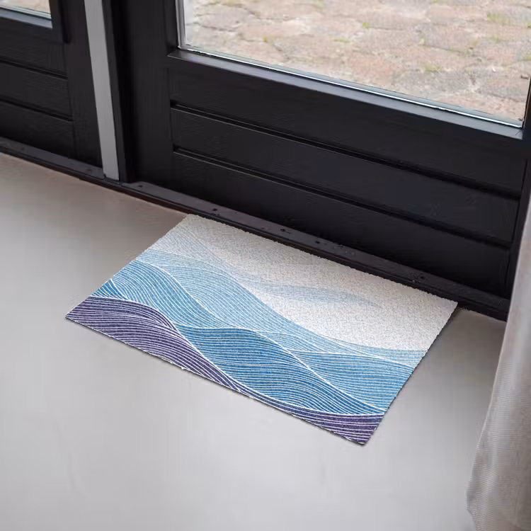 Abstract - Golven - Patroon - Blauw - Modern Deurmat klein -sfeer2