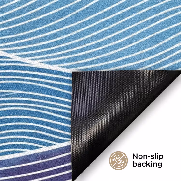 Abstract - Golven - Patroon - Blauw - Modern Deurmat klein -antislip_EN