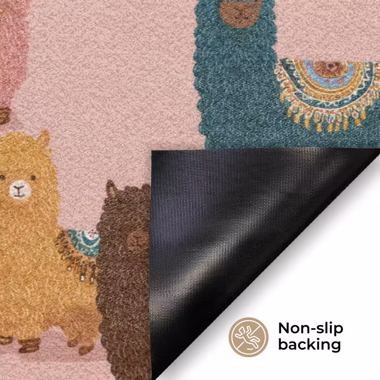Alpaca's - Patroon - Kleurrijk Deurmat klein 898 -antislip_EN