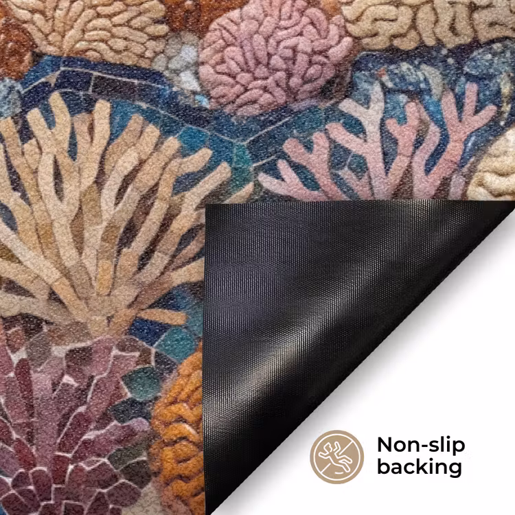 Dieren - Mozaïek - Oceaan - Koraal - Blauw Deurmat klein -antislip_EN