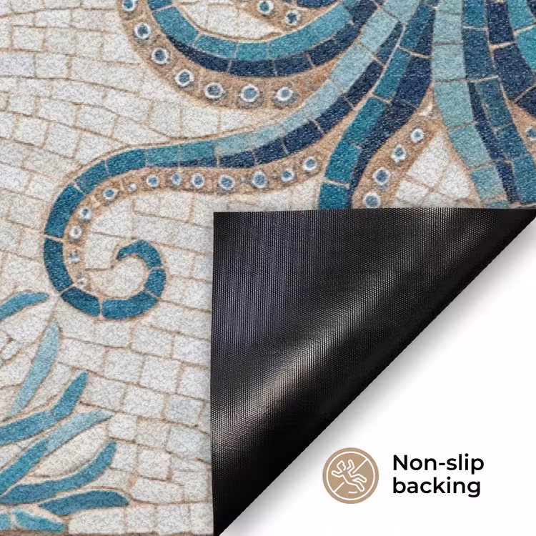 Dieren - Onderwater - Natuur - Mozaïek - Blauw Deurmat klein -antislip_EN