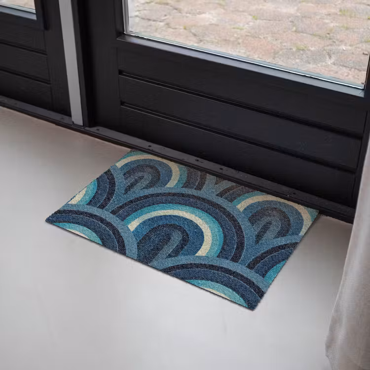 Bogen - Geometrisch - Patroon - Blauw - Retro Deurmat klein 898 -sfeer2