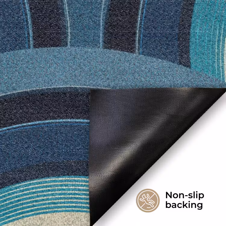 Bogen - Geometrisch - Patroon - Blauw - Retro Deurmat klein 898 -antislip_EN