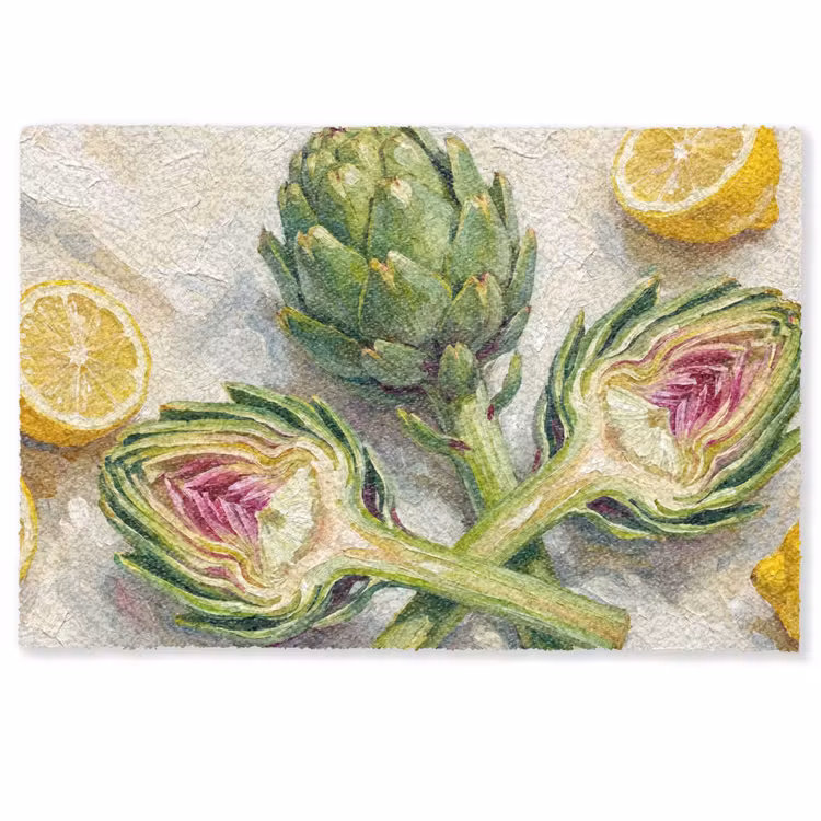 Doormat - Artichoke - Lemon - Food - Artisjok - Citroen - Eten Deurmat klein