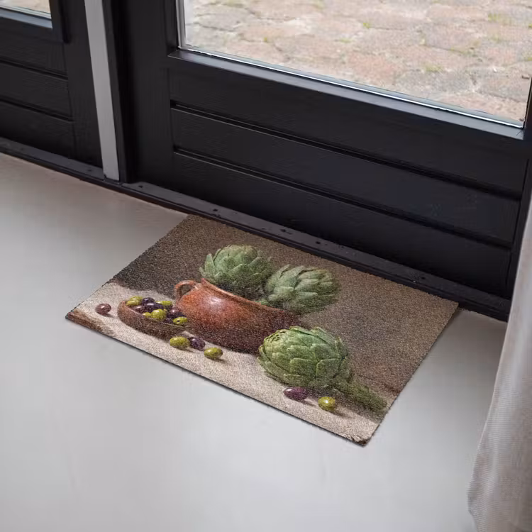Doormat - Artichokes - Olives - Food - Artisjokken - Olijven - Eten Deurmat klein