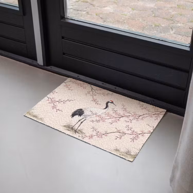 Aziatisch - Kraanvogel - Beige Deurmat klein -sfeer2
