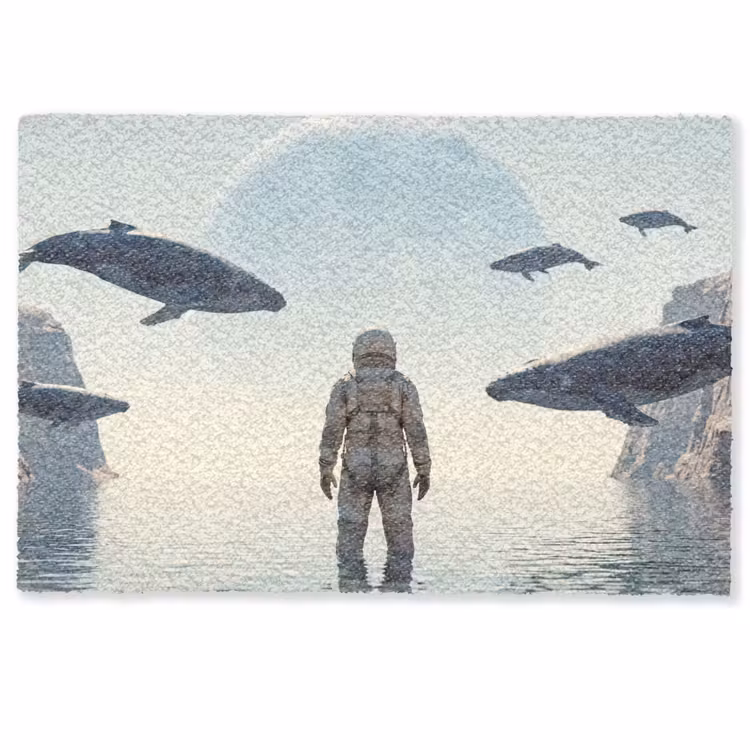 Doormat - Astronaut - Whale - Fantasy - Ruimtevaarder - Walvis - Fantasie Deurmat klein