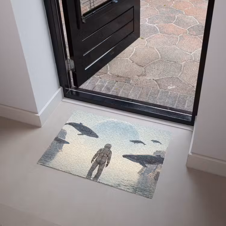 Doormat - Astronaut - Whale - Fantasy - Ruimtevaarder - Walvis - Fantasie Deurmat klein