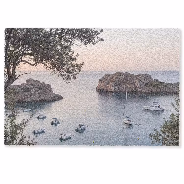 Doormat - Bay - boats - sunset - Baai - boten - zonsondergang Deurmat klein