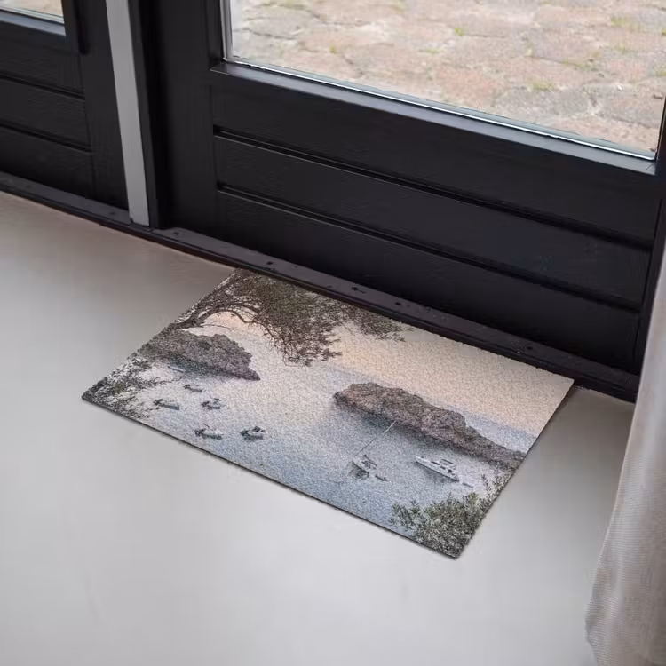 Doormat - Bay - boats - sunset - Baai - boten - zonsondergang Deurmat klein