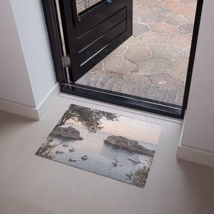 Doormat - Bay - boats - sunset - Baai - boten - zonsondergang Deurmat klein