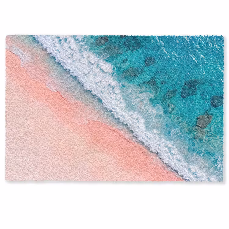 Strand - Oceaan - Golven - Roze Zand - Natuur Deurmat klein -zkaufland3d