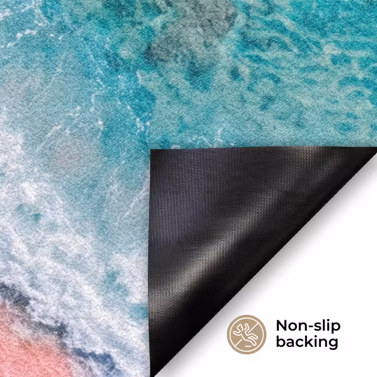 Strand - Oceaan - Golven - Roze Zand - Natuur Deurmat klein -antislip_EN