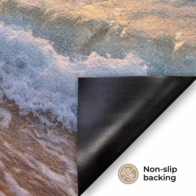 Strand - Zonsondergang - Golven - Natuur - Goud Deurmat klein -antislip_EN
