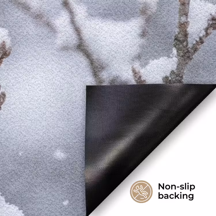 Vogel - Tak - Sneeuw - Winter Deurmat klein -antislip_EN