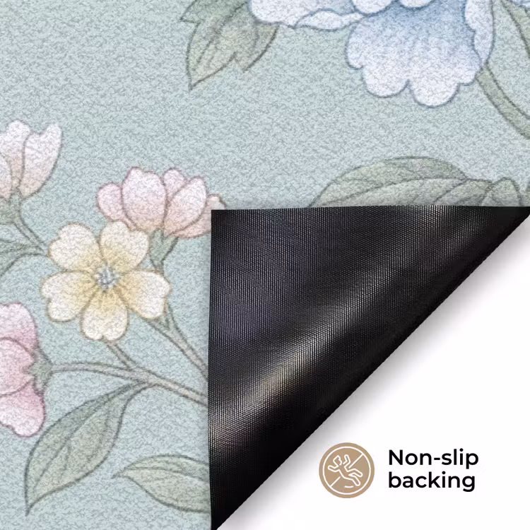 Vogel - Bloemen - Kleurrijk Deurmat klein -antislip_EN