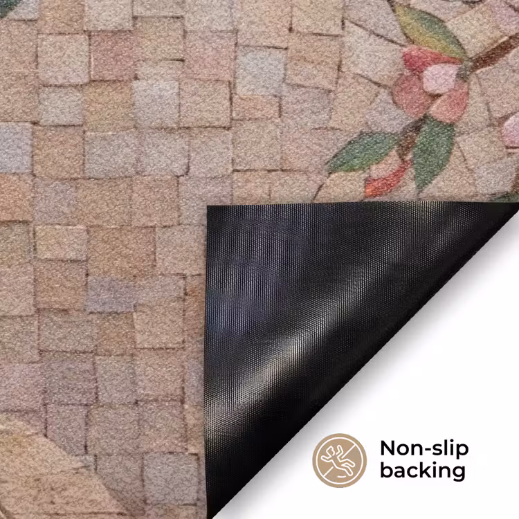Vogel - fontein - mozaiek - kleurrijk - dieren Deurmat klein -antislip_EN