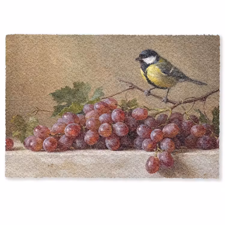 Doormat - Bird - Grapes - Still Life - Vogel - Druiven - Stilleven Deurmat klein